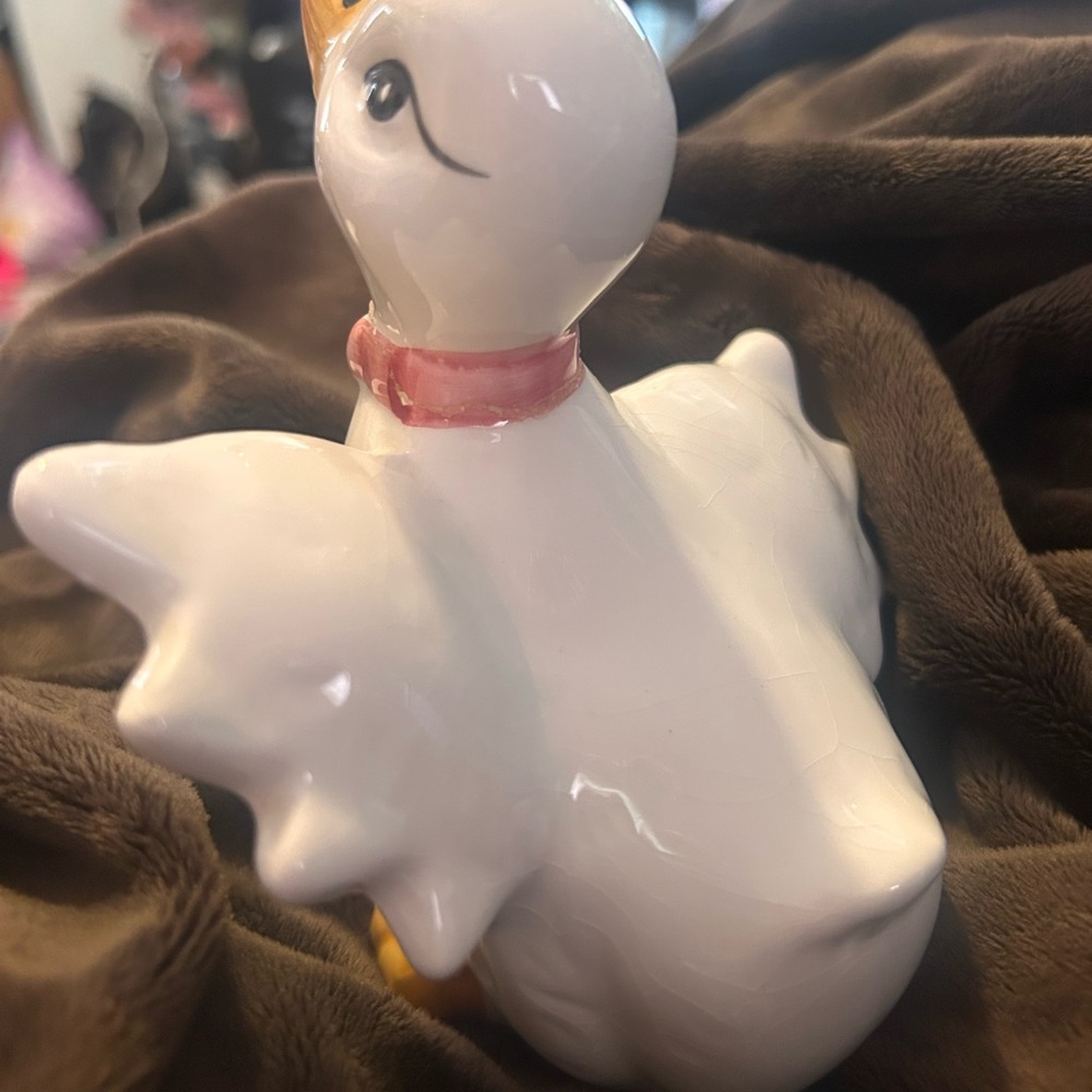 Ceramic Pegasus Figurine with Pink Collar